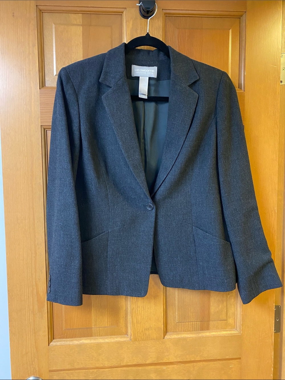Liz Claiborne Dark Charcoal Gray Single-Button Women's Blazer